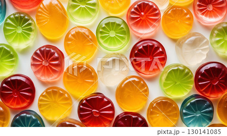Fruit jelly candies background. Colorful sweet backdrop. Generative AI 130141085