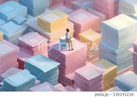 ビジネスマンとオフィスの書類(3D)-2 ビジネスマンとオフィスの書類(3D)-2 130141216