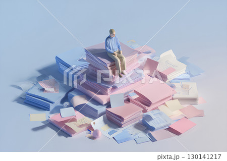 ビジネスマンとオフィスの書類（3D）-2 130141217