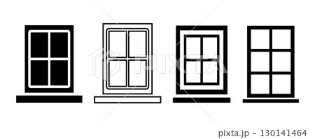 Simple Black and White Window Illustration. Window icon design template. 130141464