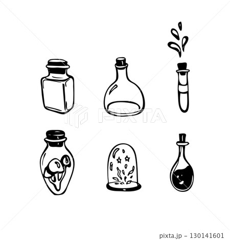 Hand drawn potion bottle set  130141601