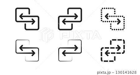 Set of Simple Double Arrow Icons for Data Transfer. Transfer Arrow Icon. 130141628