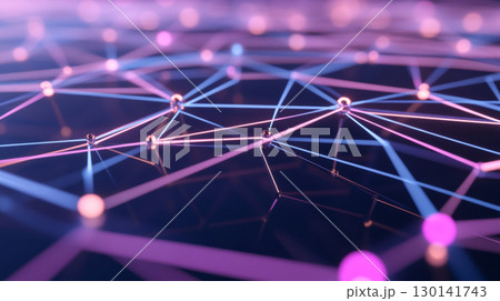 Abstract render of interconnected glowing nodes with vibrant colors Abstract render of interconnected glowing nodes with vibrant colors 130141743