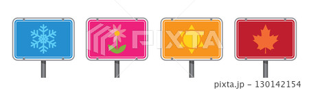 four seasons traffic sign summer autumn winter spring isolated vector illustration 130142154