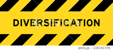 Yellow and black color with line striped label banner with word diversification 130142376