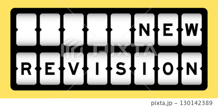 Black color in word new revision on slot banner with yellow color background 130142389