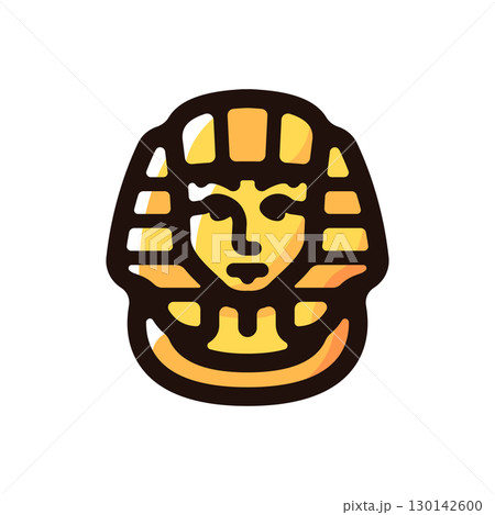 ツタンカーメン黄金のマスクイラストアイコン(古代エジプト・旅行・エジプト文化素材) ツタンカーメン黄金のマスクイラストアイコン(古代エジプト・旅行・エジプト文化素材) 130142600