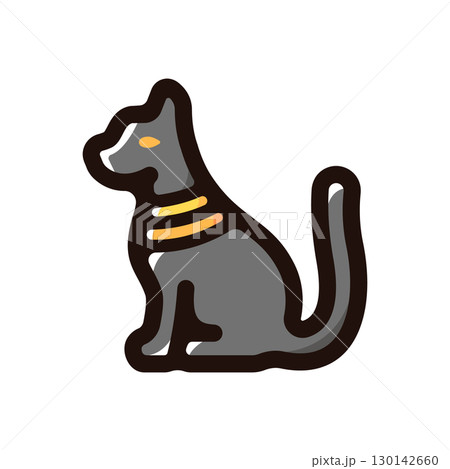 エジプトの猫のイラストアイコン（エジプト神話・旅行・エジプト文化素材） 130142660