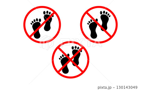 Prohibited Footwear No Shoes Allowed Sign. Footprint Restriction icon. 130143049