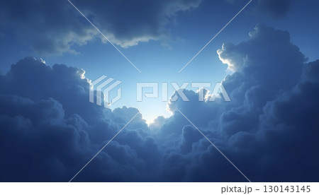 Dramatic Blue Cloudscape with Dark and Light Contrast 130143145