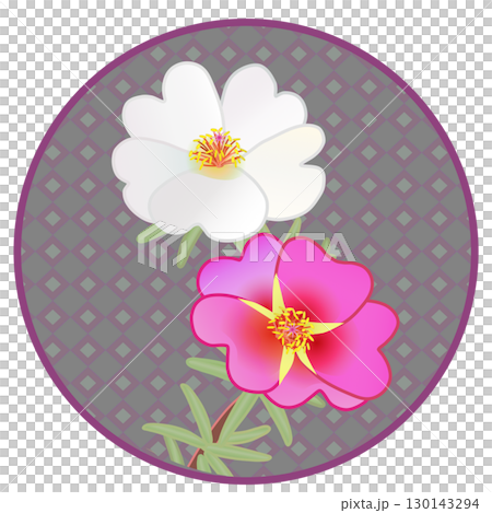 圓形背景的松針牡丹插圖 圓形背景的松針牡丹插圖 130143294