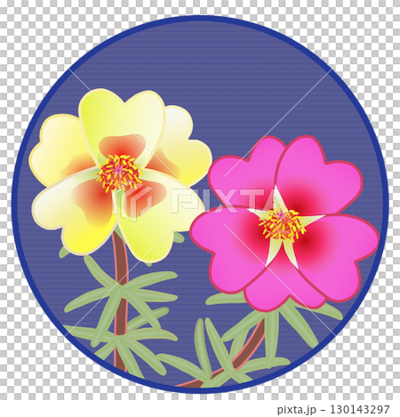 Illustration of a pine needle peony with a circular background Illustration of a pine needle peony with a circular background 130143297
