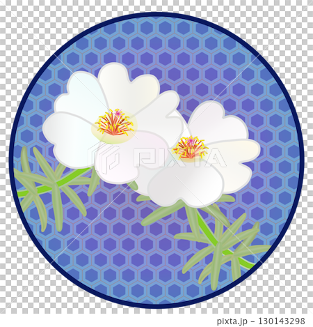 Illustration of a pine needle peony with a circular background 130143298