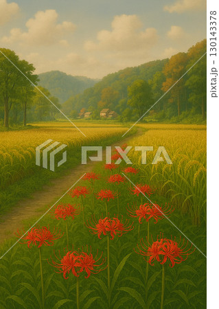田園に咲く彼岸花 130143378