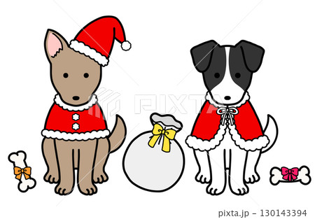 クリスマスコスチュームの犬・保護犬・雑種犬 クリスマスコスチュームの犬・保護犬・雑種犬 130143394