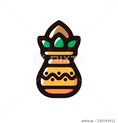 クンブカラシュ、カラシュポットのイラストアイコン（インド文化・ヒンドゥー教・インド素材） 130143412