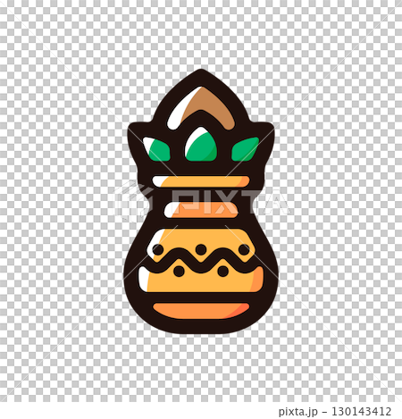 クンブカラシュ、カラシュポットのイラストアイコン（インド文化・ヒンドゥー教・インド素材） 130143412