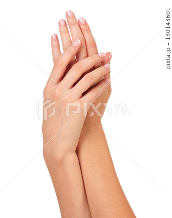 Well-groomed female hands, isolated on white background Well-groomed female hands, isolated on white background 130143601