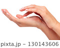 Female hands with a cream, isolated on a white background 130143606