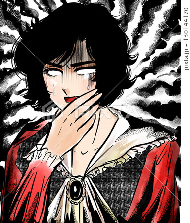 ショックで言葉を失う昭和少女漫画風中世ヨーロッパの黒髪王子と不吉な背景 ショックで言葉を失う昭和少女漫画風中世ヨーロッパの黒髪王子と不吉な背景 130144170