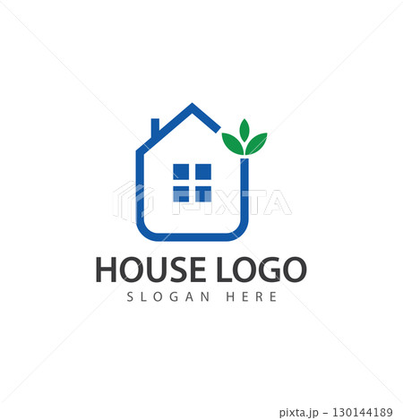 Green House Logo Design Template vector illustration 130144189