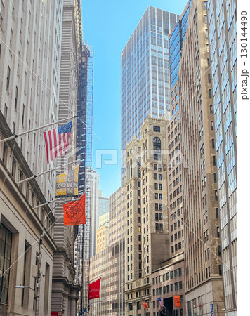 Wall St View in New York USA 130144490