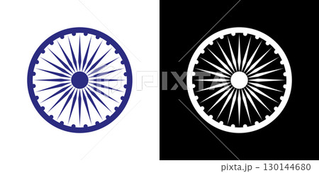 Indian National Flags Dharmachakra Symbol in Monochrome. 130144680