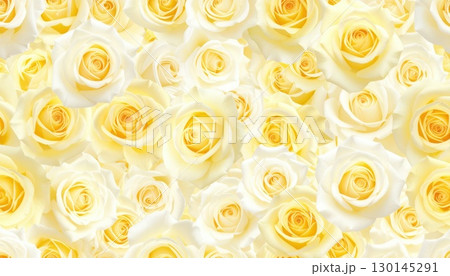 《AI画像》黄色と白の薔薇の花束 130145291