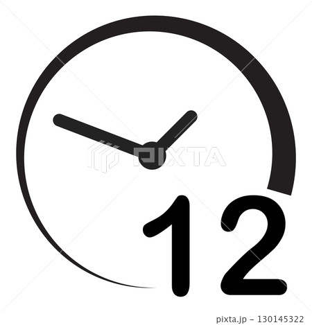 12 hours clock arrow icon. 12 hours sign. turn around time icon. flat style. 12 hours clock arrow icon. 12 hours sign. turn around time icon. flat style. 130145322
