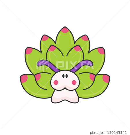 Cute Sea slug Leaf sheep icon. Costasiella kuroshimae nudibranch mollusk. Vector illustration 130145342