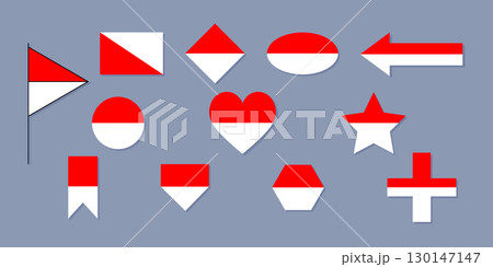 Indonesia flags icons of a variety of geometric shapes. 130147147
