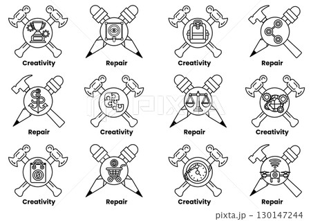 The image is a set of 12 different symbols, each with a different meaning The image is a set of 12 different symbols, each with a different meaning 130147244