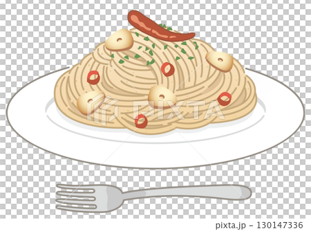 全粒粉パスタのペペロンチーノ （フォークあり） 130147336