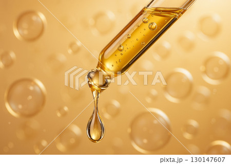黄金色の美容オイルが滴る高級感あるスキンケアイメージ 黄金色の美容オイルが滴る高級感あるスキンケアイメージ 130147607