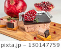 Gourmet pate with pomegranate and jelly glaze served on bread 130147759