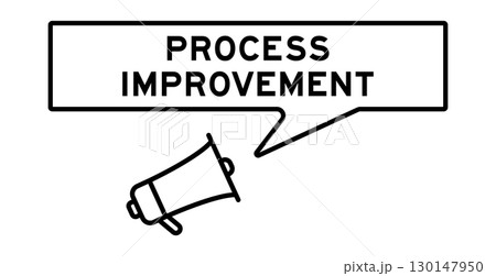 Megaphone icon with speech bubble in word process improvement on white background Megaphone icon with speech bubble in word process improvement on white background 130147950