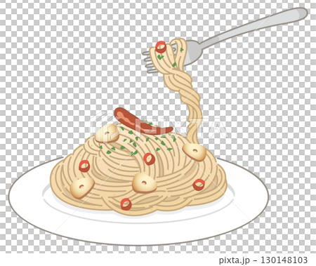 全粒粉パスタのペペロンチーノ （フォークですくう） 130148103