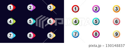 Numbered bullet icons for lists and presentations: colorful ui design elements for easy use 130148837