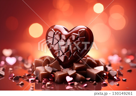 heart shaped chocolates on bokeh lights 130149261