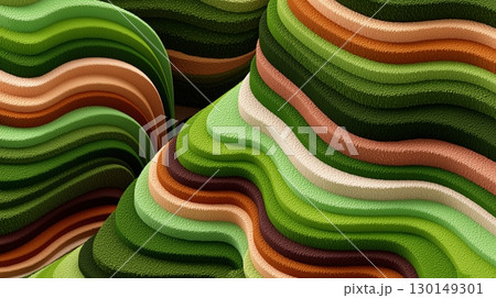 Textured Organic Waves Abstract Background in Earthy Green Tones 130149301