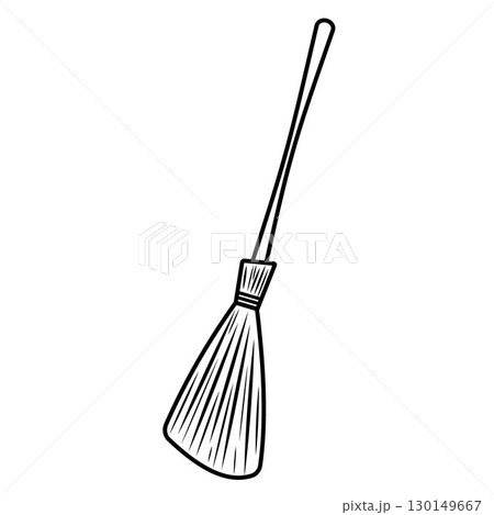 Broom magic. A vehicle for the witch. Element of witchcraft. Symbol of magic. Tattoo broomstick or print for Halloween or all saints ' day. Vector illustration for the holiday Broom magic. A vehicle for the witch. Element of witchcraft. Symbol of magic. Tattoo broomstick or print for Halloween or all saints ' day. Vector illustration for the holiday 130149667