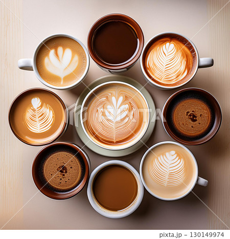 A Vibrant Display of Coffee Brews 130149974