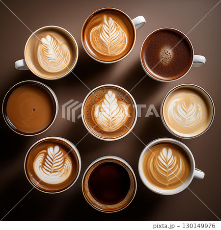 A Vibrant Display of Coffee Brews 130149976