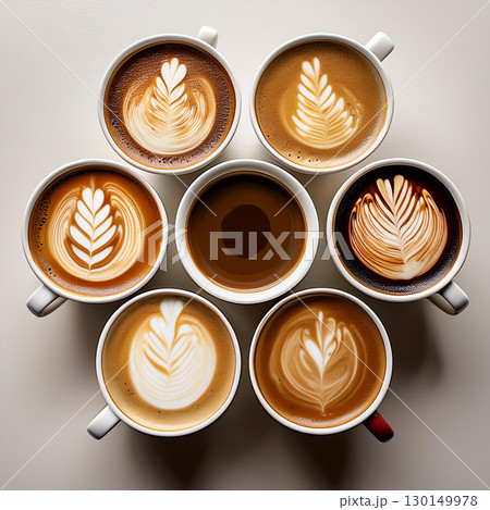 A Vibrant Display of Coffee Brews 130149978