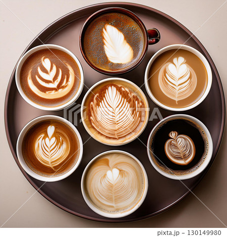 A Vibrant Display of Coffee Brews 130149980
