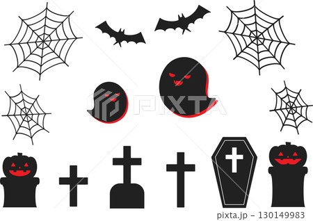 イラスト素材：ハロウィン用シルエットベクター素材セット 130149983