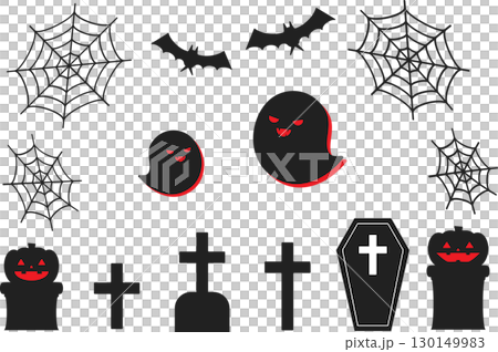 イラスト素材：ハロウィン用シルエットベクター素材セット 130149983