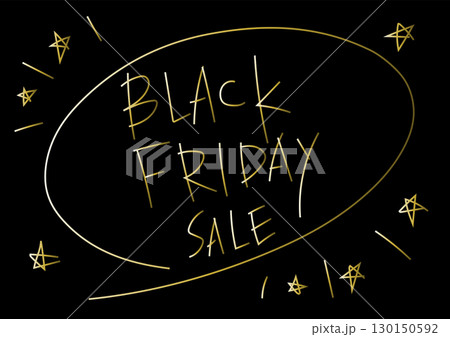 手書き文字のブラックフライデー広告用イラスト 130150592