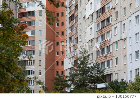 High-rise apartment buildings in a residential area emphasizing the importance of rent, mortgage 130150777
