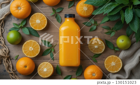 Fresh orange juice bottle with citrus fruits Fresh orange juice bottle with citrus fruits 130151023